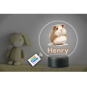 Personalised Kids Animal Name Guinea Pig LED Neon Night Light Nursery Bedroom - Picture 1 of 4