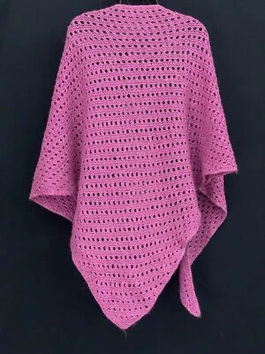 Chal malva púrpura vintage, triángulo de punto suave ligero primavera rosa boho Foto 1 de 4