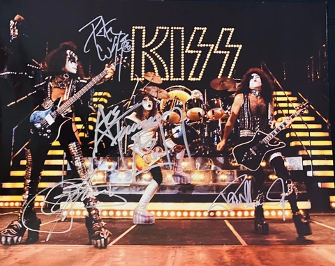 KISS Signed Photo Ace Frehley Paul Stanley Criss Gene Simmons Autographed 16x20 Cover