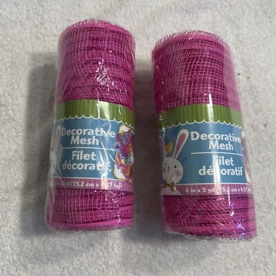 2 Decorative Mesh Floral Garden Crafts Wreath 6 in wide x 5 yd (Pink) - Image 1 of 3
