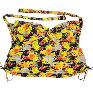 Ashley Stewart 26W Tankini Bird Of Paradise Womens Plus 26 Swimsuit Bra Black 3X - Picture 1 of 12