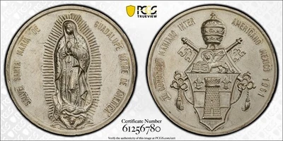 1961 Mo Mexico Silver Medal Congresso Mariano Guadalupe PCGS MS63 Grove 782a - Image 1 of 4