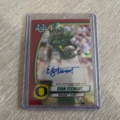2024 Bowman U Chrome Evan Stewart Red Auto  Oregon Ducks - Image 1 of 3