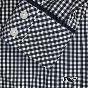 Vineyard Vines schwarz Gingham Rüschen Knopfleiste Größe 0 - Bild 1 von 6