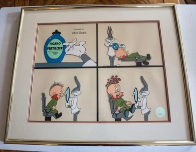 Warner Bros SeriCel "Figaro Fertilizer" by Chuck Jones-Rabbit of Seville-COA-VG - Image 1 of 4