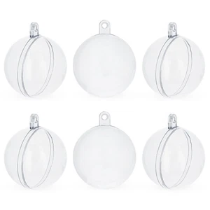 Set of 6 Mini Clear Plastic Ball Ornaments 1.92 Inches (49 mm) - Picture 1 of 5
