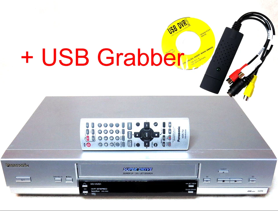 Panasonic NV-HV61 VHS  S-VHS PAL, NTSC, Hi-Fi Video Recorder + USB Grabber - Bild 1 von 4