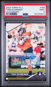 2022 TOPPS PREMIER LACROSSE LEAGUE AUTO #188 TOM SCHREIBER PSA 9 - Picture 1 of 2