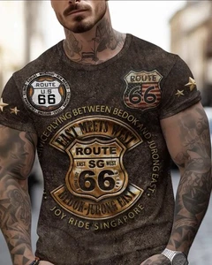 2 pack XXL Men’s Route 66 3D Printed Short Sleeve T-shirt - Picture 1 of 5
