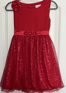 American Girl Sparkling Twinkle Party Dress Red Lined Flower Detail Kids’ Sz 12 - Picture 1 of 7