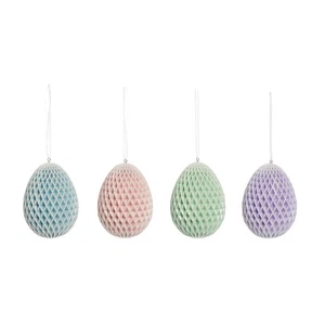 Large Honeycomb Egg Easter Spring Decorative Hanging Tree Ornament Set of 4 - Picture 1 of 4
