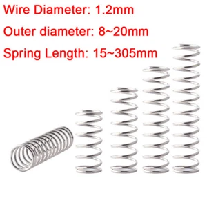 10x Compression Spring Pressured Springs Wire Diameter 1.2mm 304 Stainless Steel - Picture 1 of 7