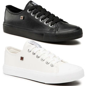 Big Star Leder Turnschuhe Schuhe Freizeit Sneaker Weiss Schwarz Gr 36-41