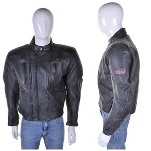 DYNAMIC LEATHERS Vintage Leather Motorcycle Jacket L Protection Armour Biker - Picture 1 of 13