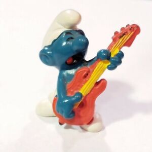 Smurfs 20023 Guitar Smurf Rock n Roll Figure Vintage PVC Toy Music Figurine Peyo