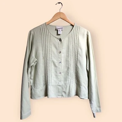 Top De Colección Años 90 Freeport Studio Lino Manga Larga Botón Delantero Lagenlook Mujer S Foto 1 de 4