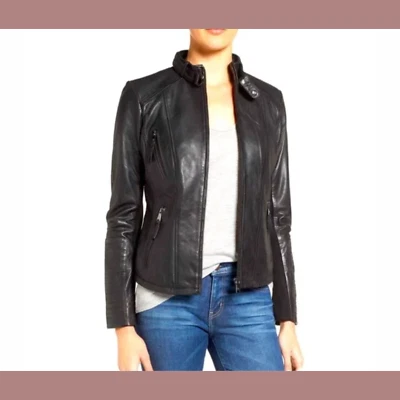 NEW Bernardo [ SZ Medium ] Black 100% Genuine Leather Jacket #Q410 - Image 1 of 4