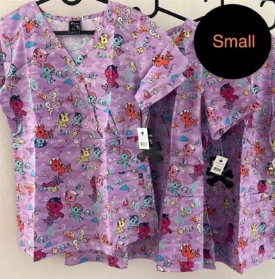 tokidoki X koi Happiness Medical scrub top- Mericorno Waves Print HTF - SMALL - Image 1 of 4