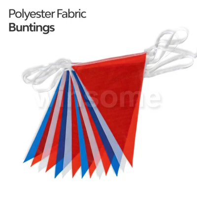 33ft/10m Fabric Bunting Red White Blue Union Jack Flag Banner Party Decorations - Image 1 of 4