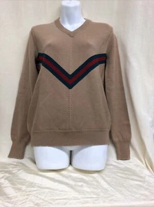 RARE vintage GUCCI sweater, 1950s iconic green red stripe on beige - Picture 1 of 12