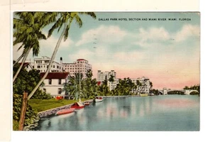 1940 Miami FL Postcard Dallas Park Hotel Section & Miami River-MR1 - Picture 1 of 2