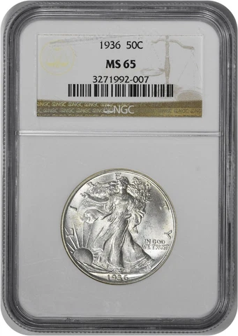 1936 Walking Liberty Silver Half Dollar MS65 NGC Cover