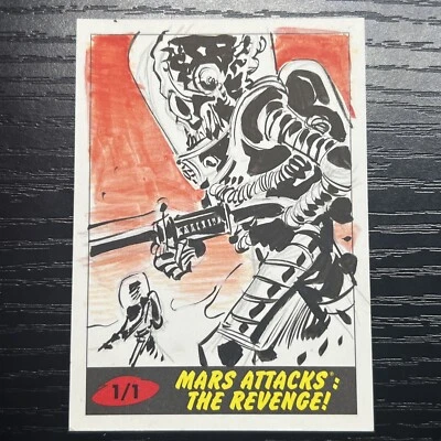 Topps 2017 Mars Attack Sketch Card 1/1 Lowell Isaac - Image 1 of 2