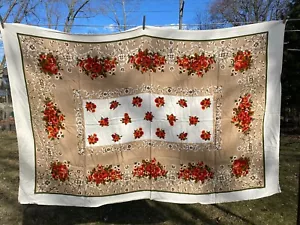 Wunderschöne bunte Vintage Blumen Tischdecke 72" x 42" braun & rot - Bild 1 von 5