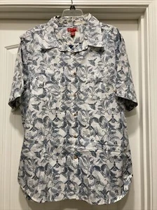 Reverse Print Guess Shirt Floral Blues Short Sleeve Red Tag/Label SZ 2XL - Picture 1 of 12