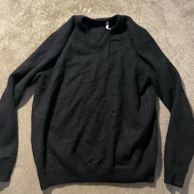 Cashmere Sweater Women's M/L  Black Vneck Long Sleeve Shirt Top Soft 100% - Image 1 of 4