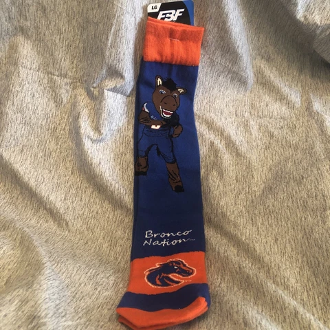 Boise State  Broncos Navy Blue/Orange Socks New With Tags Size Large Cover
