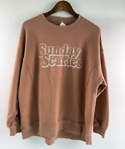 Aerie Long Sleeve Oversized Crew Neck Soft Sweatshirt w/ Graphic Brown S NWT - Picture 1 of 15