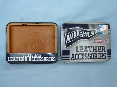 PURDUE BOILERMAKERS    Leather BiFold Wallet    NIB    brown 4 Cover