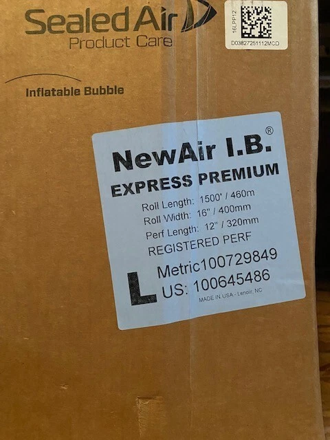 NEWAIR I.B. Express Premium Bubble Roll Uninflated Film: 16 in Wd, 1,500 ft Roll - Image 1 of 1