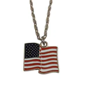 America United States USA Flag Patriot Patriotic Pendant Necklace 4th July - Picture 1 of 6