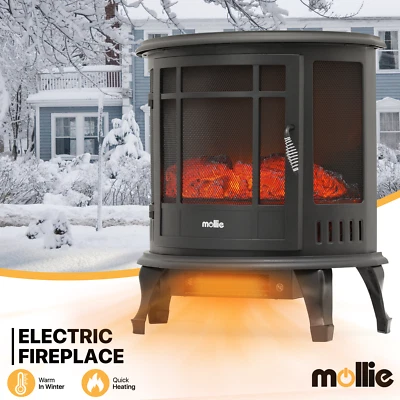 Electric Fireplace 1400W Space Heater Simulated Fire Flame Adjustable Brightness - Image 1 of 4