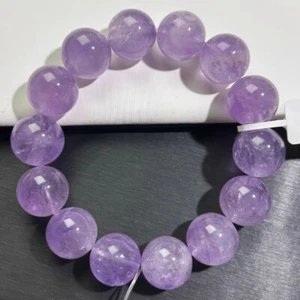Natural Purple lavender   Amethyst Gemstone Round Beads Bracelet  16mm - Picture 1 of 4