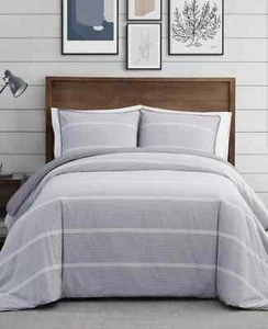 Brooklyn Loom King 3-PC Duvet Set,Niari Yarn Dye, Multi Color Gray, KING - Picture 1 of 20