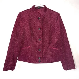 Company Ellen Tracy rot Samt Cord Whimsigoth Jacke Größe 12 weinrot Urlaub - Bild 1 von 14
