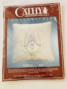 Kit de almohada púrpura Iris Candlewick Cathy Needlecraft 16" x 16" Nuevo de Lote Antiguo - Imagen 1 de 2