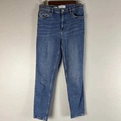 Pantalones de mezclilla MNG Mango para mujer 6 mamá cómodos desteñidos tiro alto, pantalones de mezclilla MNG Foto 1 de 4