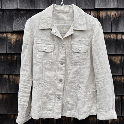 Vintage J.Jill M Jacket Shacket Linen Natural Snaps - Image 1 of 4