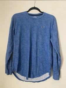 HOLLISTER Blue Long Sleeves Casual Stretch Shirt Men’s Size Small Curved Hem - Picture 1 of 5
