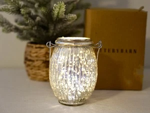 Pottery Barn Paros Quecksilber Glas geriffelt Silber Laterne klein selten 5,5" mit Box - Bild 1 von 12