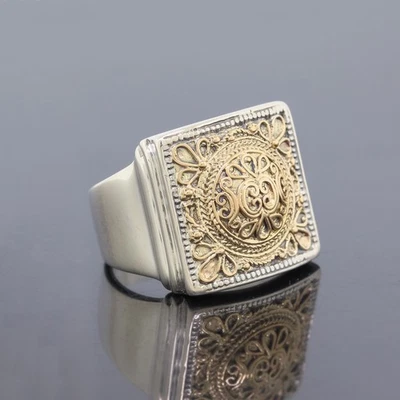 KONSTANTINO 925 Sterling Silver & 18k Yellow Gold Filigree Ring Size 8.5 - Image 1 of 4
