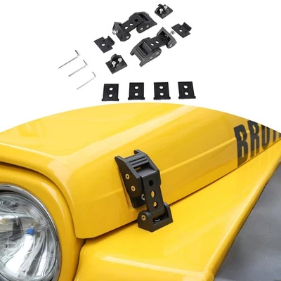 Hood Latches Lock Kit for Jeep Wrangler TJ 1997-2006 Black Exterior Accessories - Image 1 of 4