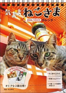 S4 2026 Free-spirited Cat Calendar Desk-top Writing Style B6 Portrait Naga 643 - Picture 1 of 1