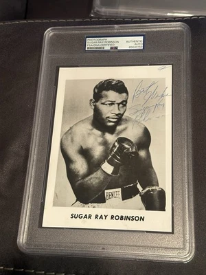 Foto de boxeo firmada por Sugar Ray Robinson PSA losa autógrafo no personalizado Foto 1 de 2