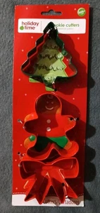Wilton Holiday Time Metal Cookie Cutters - Christmas Tree, Gingerbread Man, Bow - Picture 1 of 3