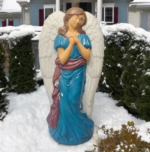 Vintage General Schaumstoff 31" Weihnachten Chor Engel mit Flügeln Blasform Rasendekor - Bild 1 von 18